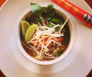 Pho with bean sprouts and basil